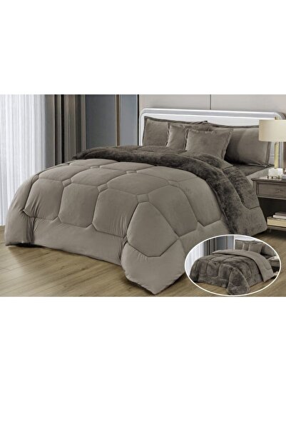 Moon Premium Double-Sided Winter comforter, Velvet and Fur - 6-Piece Comforter Set, 250x230cm