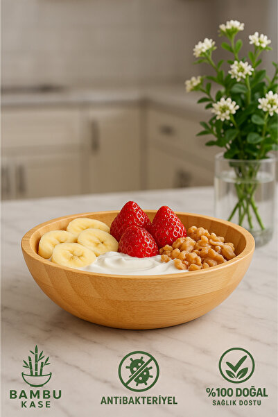 Ulgenex 1 Adet 20 cm Bambu Kase – Salata, Meyve ve Servis Sunum Kabı