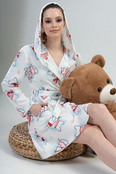 VİENETTA Long Sleeve Pocketed Hooded Dressing Gown Women