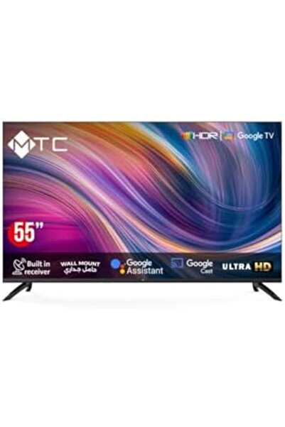 MTC تلفزيون ذكي 55 بوصة، فائق الدقة، جوجل تي في، جهاز استقبال مدمج