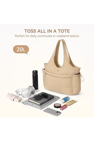 BOSTANTEN Puffer Tote Bags for Women Quilted Travel Tote Bag with Trolley Sleeve