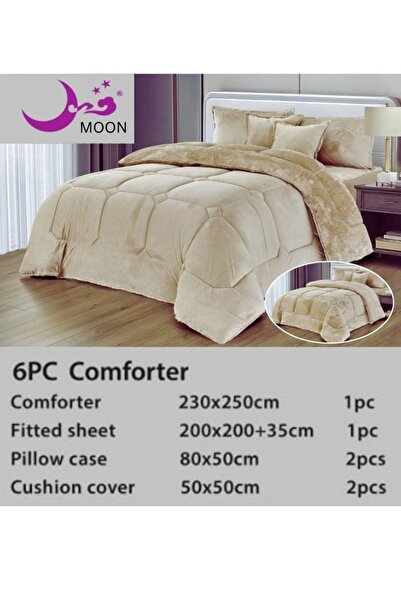 Moon Premium Double-Sided Winter comforter, Velvet and Fur - 6-Piece Comforter Set, 250x230cm