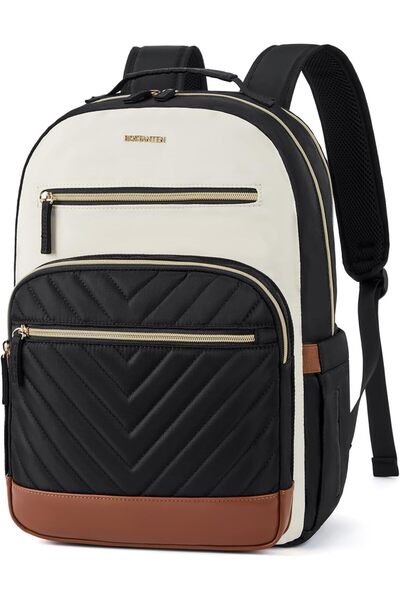 BOSTANTEN حقيبة ظهر للكمبيوتر المحمول للنساء مقاس 15.6 بوصة مع منفذ شحن USB وحقيبة ظهر للسفر