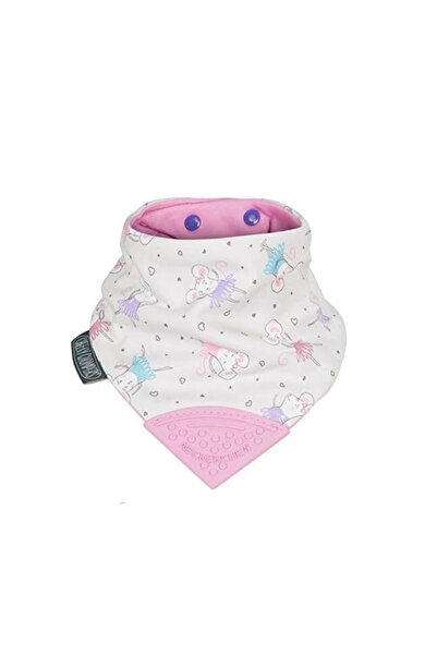 CHEEKY CHOMPERS Bavetica din bumbac 3 in 1, esarfa, cu colt de dentitie, usor de curatat, roz