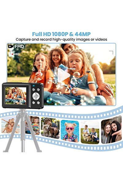 Prosight Digital Camera, FHD 1080P Kids Camera With 32GB Card, 16X Digital Zoom, 44MP Compact Point