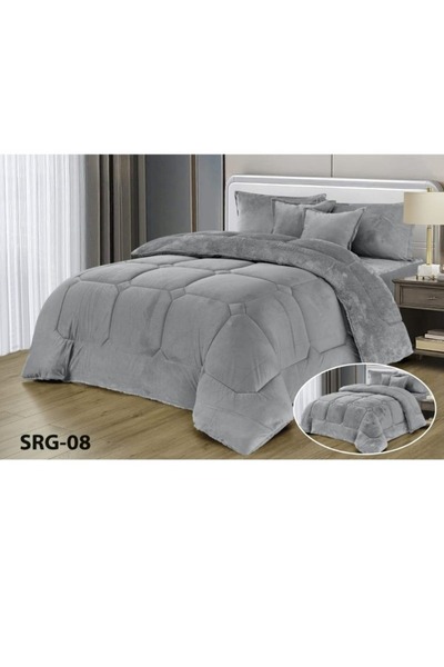 Moon Premium Double-Sided Winter comforter, Velvet and Fur - 6-Piece Comforter Set, 250x230cm