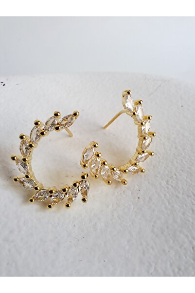 BHR AKSESUAR أقراط حجر الزركون الذهبي