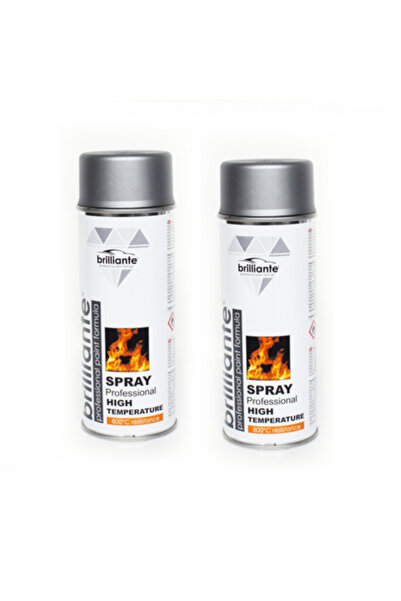 BRILLIANTE Pachet 2 x Vopsea Spray Temperaturi Inalte Argintiu 400 ml
