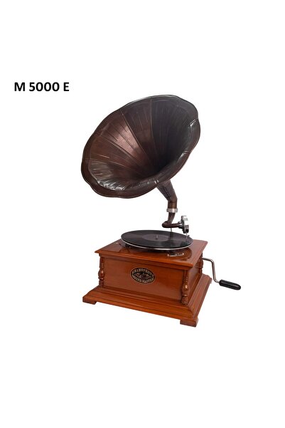 Zen Authentic gramophone with wooden case and brass funnel, H. 66 cm, handmade, Exceptional gift