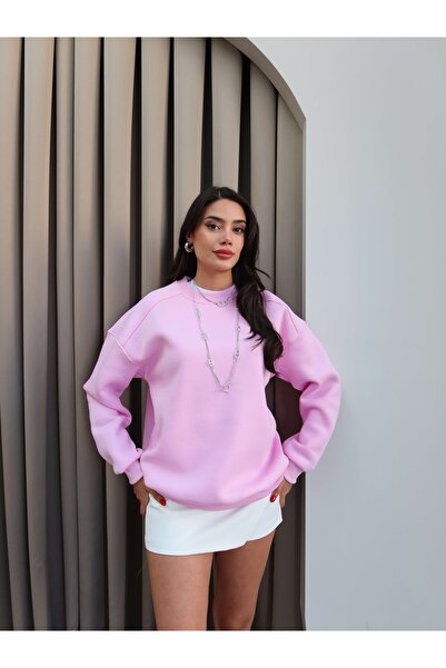 ESRAHELVACI Pink Oversize Rose Gold Sweatshirt