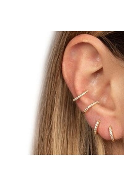 KESNUP Γυναικεία σκουλαρίκια με διαφανείς κρυστάλλους ζιρκονίου, κατασκευασμένα από κράμα χρυσού