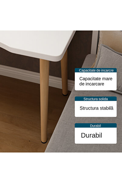 ROHS Birou calculator 80x40x72 cm, design scandinav modern, multifuncțional, blat MDF, cadru metalic, alb