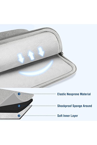 Generic MOSISO Laptop Sleeve 15-inch Polyester Vertical Case with Pocket - Gray