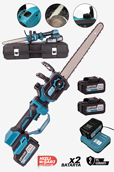 KİMMEER PLUS Profesonel Metal Dişli Teleskopik Uzatmalı 21v 2.10ah Şarjlı Dal Budama Testeresi