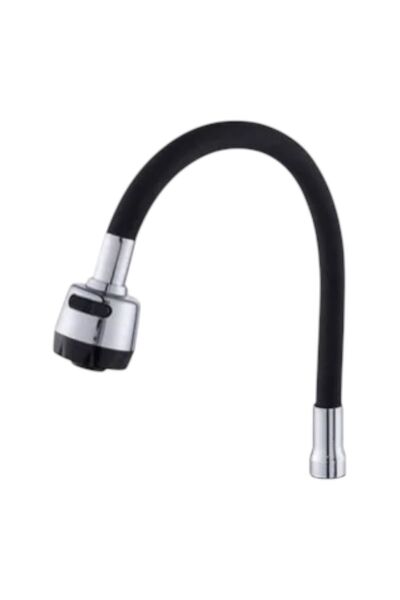 irişka Spiral Colored Kubar Sink Kitchen Flexible Faucet with Movable Head Black
