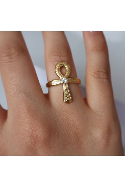 leargia Ankh Steel Ring