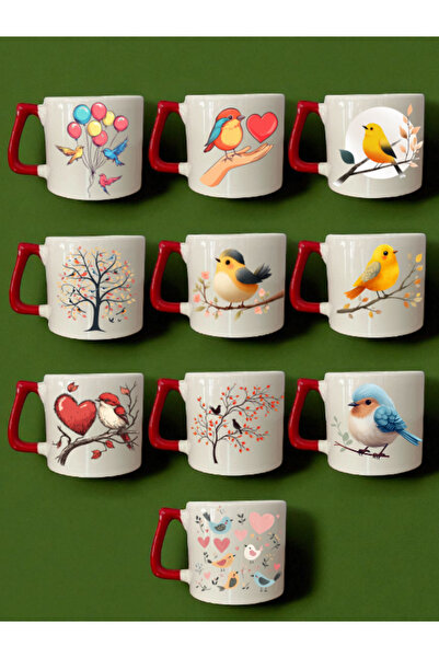 lili hediyelik Birds Printed Coffee Cup - Coffee Mug, Ceramic Mug Cup