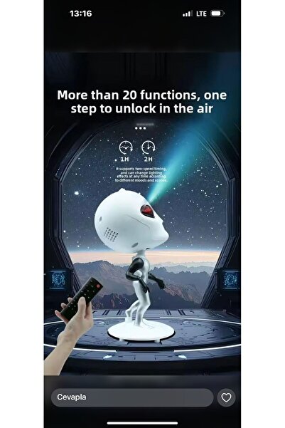 BONJUX Galaxy Projektör Işığı Alien Bluetooth Hoparlör Lazer Yıldız Projektör Işığı Gece Lambası