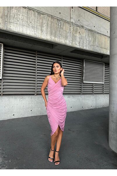Modafeminen Rochie de seară cu detaliu elastic din țesătură Sandy 583278 PUDRA