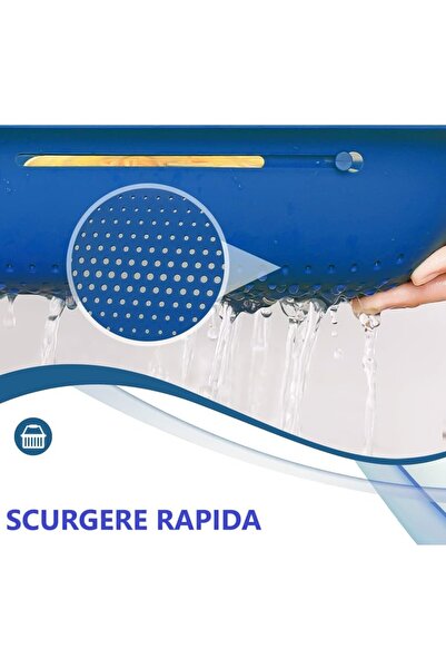 Flippy Drain Basket for Kitchen Sink, Flippy, Plastic, Telescopic, 36x20x5 cm, Blue