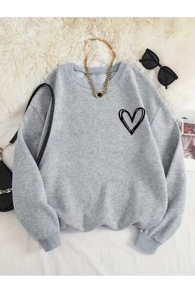 tkn your style Hanorac oversize unisex cu design cu imprimeu inimă