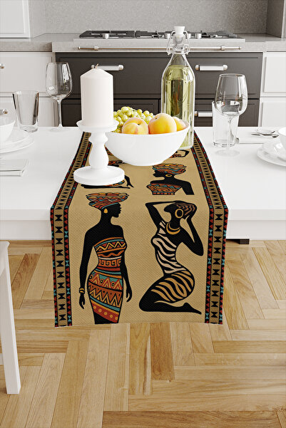 Else Dekor African Ethnic Women Patterned Digital Printing Washable Decorative Runner 40X140Cm
