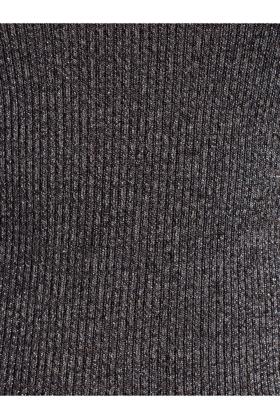 Dilvin 10803 V-Neck Glitter Knit Sweater-Smoked