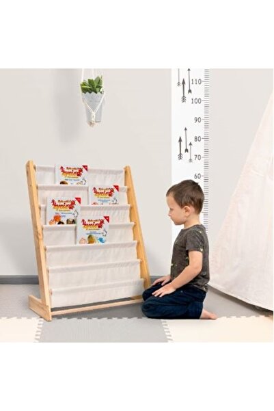 KESNUP Children's textile bookshelf, wood, cotton, 79 cm, Beige