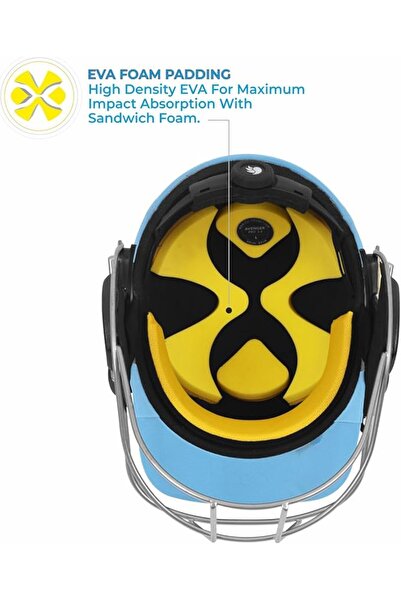 DSC Avenger Pro Cricket Helmet for Men & Boys | Medium | Sky Blue | Steel Grill | Neck Guard