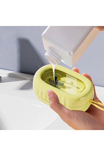 Flippy Clothes Washing Brush with Detergent Dispenser, 4 Cleaning Rollers, ABS+PS, Yellow