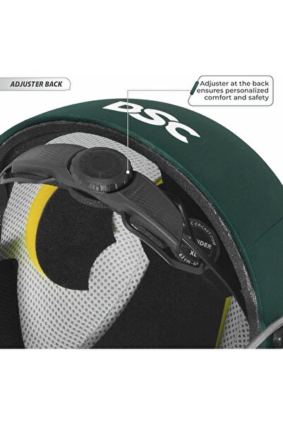 DSC Defender Cricket Helmet for Men & Boys | XS | Green | Adjustable Steel Grill | Lightweight