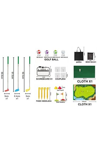 Flippy Interactive Golf Set, Flippy, Parent-Child Interaction, Golf Mat, 140 x 98 cm, 4 Velcro Balls, 3 Adj