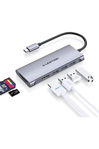 LENTION USB C Hub with 4K HDMI, 3 USB 3.0, SD 3.0 Card Reader Compatible MacBook Pro, New Mac Air/Su