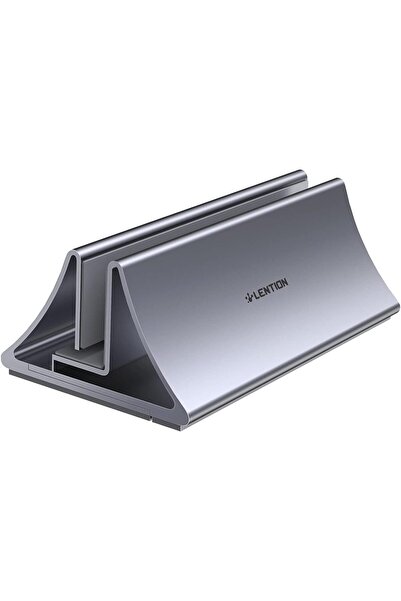 LENTION Vertical Aluminum Alloy Laptop Stand, Silicone Mat Protection (LS2, Gray)