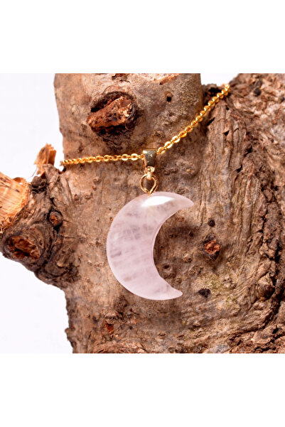 Taş-Mir Moon Shaped Pink Quartz Pendant