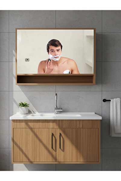 DEPODANDİREKT Aynalı Bas-Çek Kapaklı Modern Banyo Lavabolu Dolabı (M2004-7000...