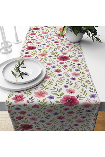 Else Dekor Wildflowers Patterned Digital Printing Washable Decorative Runner 40X140Cm