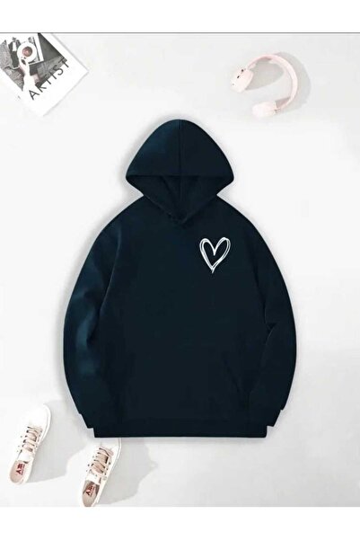 tkn your style Унісекс-светр з капюшоном, оверсайз, з принтом у вигляді серця