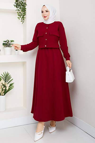 modapark.ist Women's Snap Button Pocket Skirt Suit