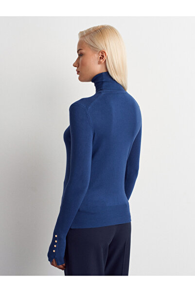 Dilvin 1268 Turtleneck Sleeve Drop Sweater-Indigo