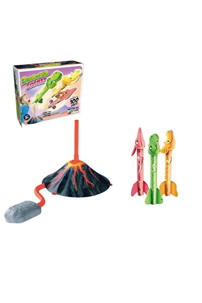 Flippy Rocket Launcher for Kids, Single Launcher with 3 Light-Up Dinosaur Rockets, 30 cm Height, Mul