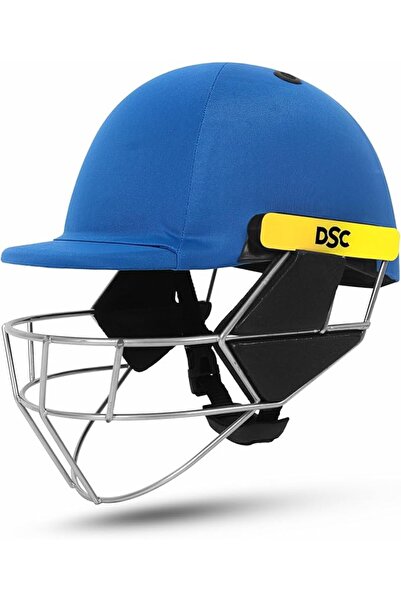DSC خوذة سكود بريميوم للكريكيت للرجال والأولاد | متوسطة | أزرق ملكي | شبكة فولاذية + واقي للرقبة