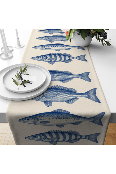 Else Dekor Διακοσμητικό ρολό με μοτίβο μπλε ψαριών με ψηφιακή εκτύπωση που πλένεται 40x140cm