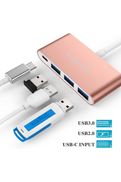 LENTION موزع USB-C 4 في 1 مع 3 منافذ USB 3.0 وType C لتوصيل الطاقة متوافق مع MacBook Pro 1 2023-2016