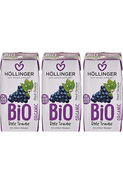 Hollinger عصير عنب أحمر عضوي معصور مباشرة بدون إضافة سكر 200 مل × 3