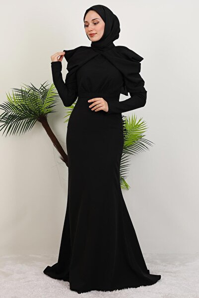 giz astore Elena Omuz Detay Abiye Siyah