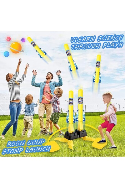 Flippy Toy for Children, Flippy, Foot Rocket Launcher, Two Launchers, 6 Rockets without Lights, 45x18 cm, Y