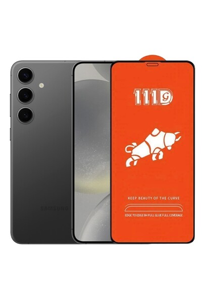 Flippy Tempered Glass Screen Protector for Samsung Galaxy S24 Plus 5G - Full Cover 111D HD, Black Edges, Tr