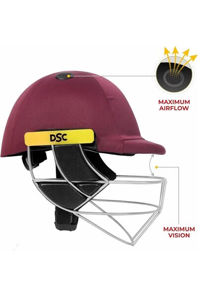 DSC Fort44 Cricket Helmet for Men & Boys | XL | Maroon | Adjustable Steel Grill | Lightweight