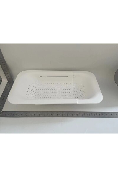 Flippy Drain Basket for Kitchen Sink, Flippy, Plastic, Telescopic, 36x20x5 cm, White